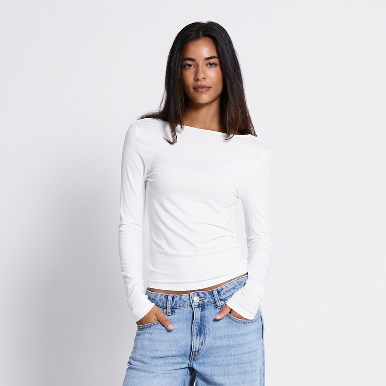 Two way draped long-sleeve top "Assia" Off white